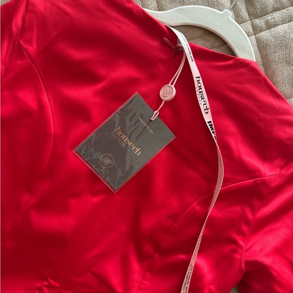 House of CB Satin Red Long Sleeve Dress - Picture 4 of 5